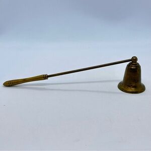 Vintage Solid Brass Hinged Bell Candle Snuffer 9 Inch x 2 Inch Tall Patina *READ